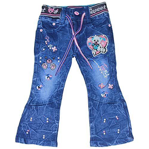 Sotala Girly Mädchen Kinderhose Kinderjeans Jeans Hose mit Gummizug elastischer Bund Schlaghose Bootcuthose süß putzig von Sotala