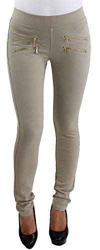 Sotala Legging Leggins Jeggins Jeggings Tregging Stoff Hüft Röhren Hose Übergröße Beige M-733-Beige 3XL/46 von Sotala