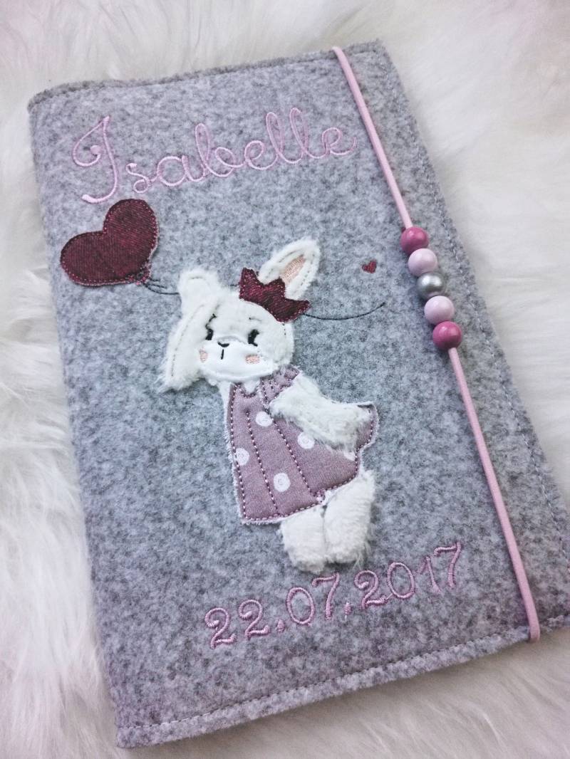 U-Heft Hülle Aus Filz Passend Für Deutsches Untersuchungsheft Fliegendes Häschen von Sotibelle