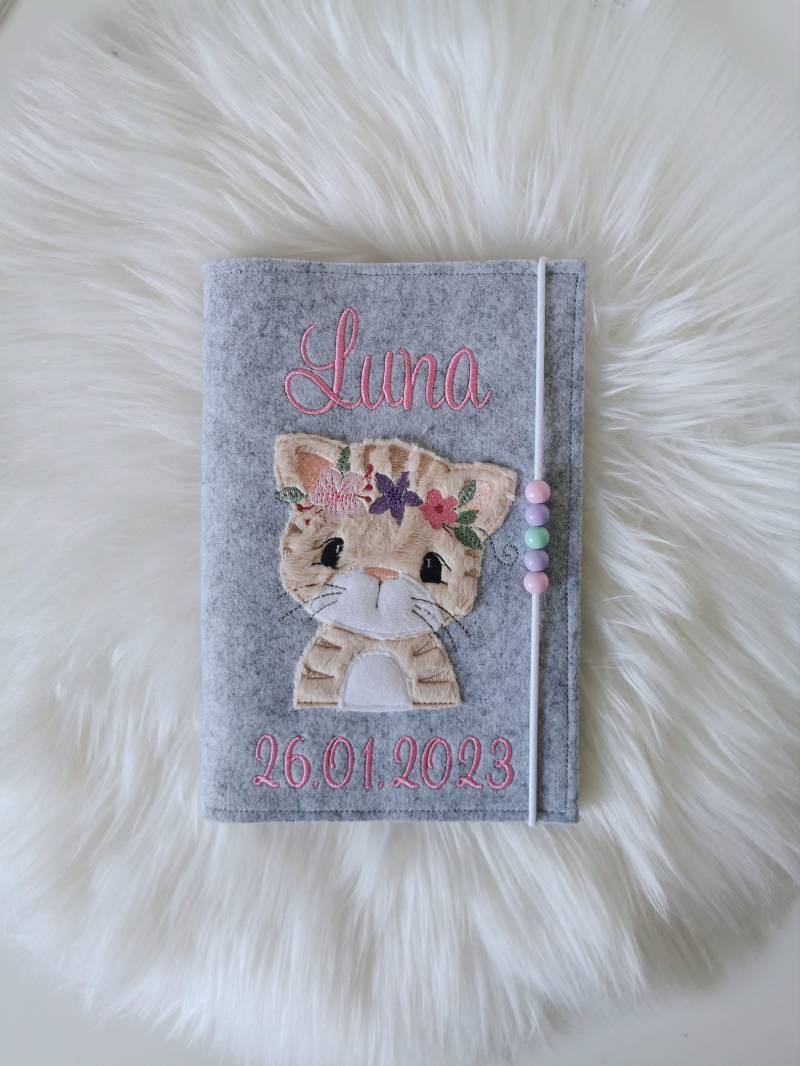 U-Heft Hülle Boho Katze Aus Filz Passend Für Das Deutsche Untersuchungsheft von Sotibelle