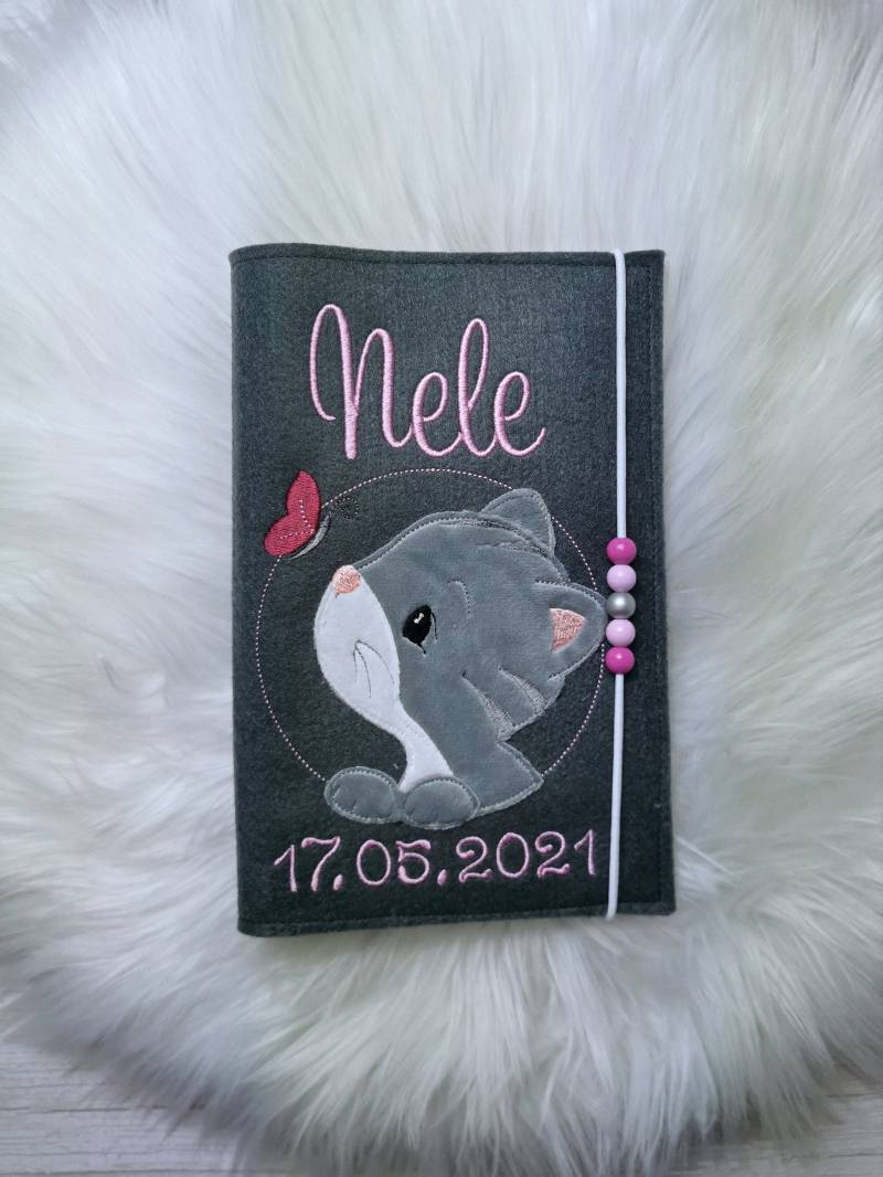 U-Heft Hülle Katze Kätzchen Aus Filz Passend Für Das Deutsche Untersuchungsheft von Sotibelle