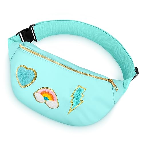 Preppy Patch Nylon Bauchtasche Lightning Hüfttasche Verstellbare Lächeln Gesicht Bauchtasche für Frauen Wasserabweisend Regenbogen Bauchtasche für Mädchen Kinder, Grün , Small von Sotiff