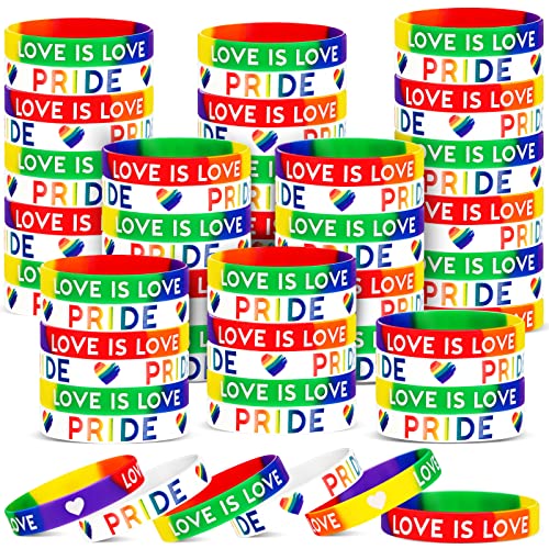 Sotiff 84 Stück Gay Pride Armband Bulk Regenbogen Pride Armbänder LGBT Love Gay Armbänder Sport Silikon Armband Lesben Armbänder Bulk für Männer Frauen Zubehör Party Dekorationen Paraden Zubehör von Sotiff