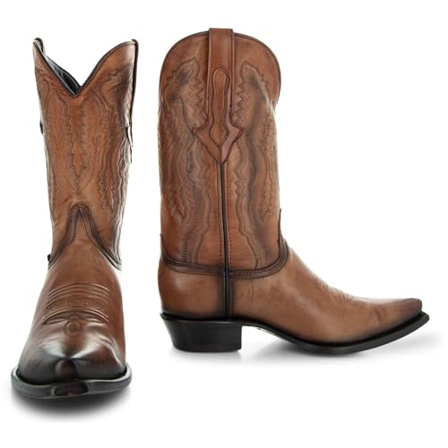 Soto Boots Cowboystiefel für Herren, brüniert, Snip Toe, H50030, Hellbraun, Hellbraun, 40 EU von Soto Boots