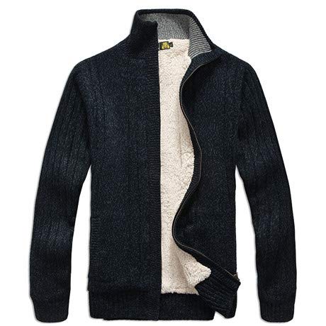 Herren Winter Pullover Male Kleidung Dicker Fleece Casual Cardigan Strickpullover für Männer Mantel von Souchi