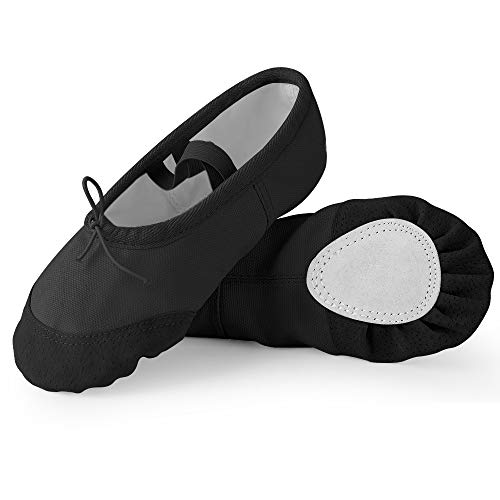 Soudittur Ballettschuhe Mädchen Tanzschuhe Ballerinas Damen Ballettschläppchen Kinder Geteilte Ledersohle in Schwarz in Gr. EU 30 von Soudittur