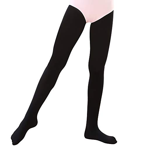 Soudittur Ballett Strumpfhose für Mädchen und Damen mit Fuß Ultra-Stretch, 1 Paar Schwarz, Gr.- M (125-140 cm) von Soudittur