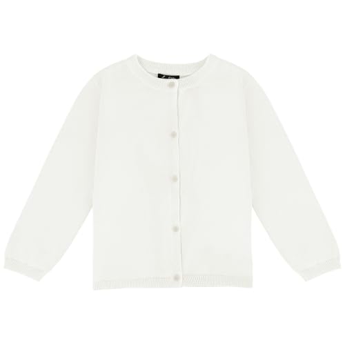 Soudittur Strickjacke Mädchen Basic Kinder Cardigan Lange Ärmel Baumwollstrickpullover Schuluniform mit Knöpfen 160 (DE/NL/SE/PL, Alter, 12 Jahre, 14 Jahre, Regular, Weiß) von Soudittur