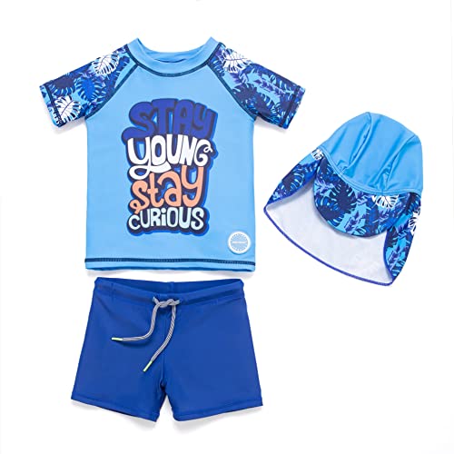 Soui Baby Junge Sonnenschutzkleidung zweiteilig Kleidung Set UV-Schutz 50+ Badeanzug (Blau, 18-24Months) von Soui