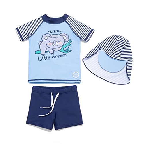 Soui Baby Junge Sonnenschutzkleidung zweiteilig Kleidung Set UV-Schutz 50+ Badeanzug (Schlafender Koala, 9-12Months) von Soui