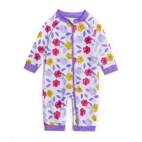 Soui Baby Mädchen Badeanzug EIN stück UV-Schutz 50+ Badekleidung MIT Einem Reißverschluss (Pflaumenblüte, 18-24) von Soui