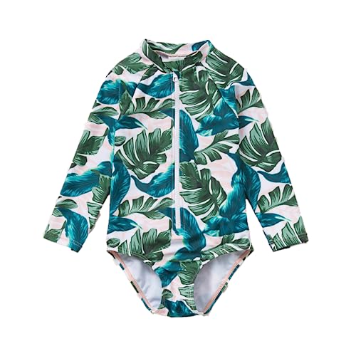 Soui Baby Mädchen EIN stück Langärmelige-Kleidung UV-Schutz 50+ Badeanzug MIT Einem (Grün, 12-18Months) von Soui