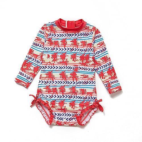 Baby Mädchen EIN stück Langärmelige-Kleidung UV-Schutz 50+ Badeanzug MIT Einem (Ahornblatt, 9-12) von Soui