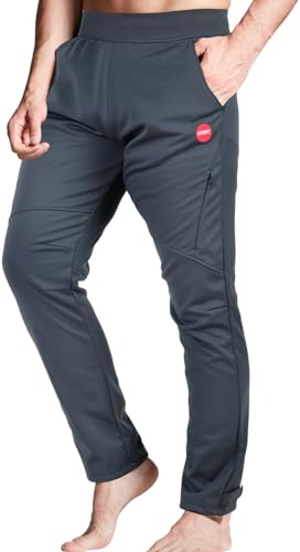 Souke Sports Winter Herren Fahrradhose Lange Thermo Outdoorhose mit Fleecefutter - Winddicht -Atmungsaktiv-Wasserabweisend Softshellhose von Souke Sports