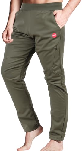 Souke Sports Winter Herren Fahrradhose Lange Thermo Outdoorhose mit Fleecefutter - Winddicht -Atmungsaktiv-Wasserabweisend Softshellhose von Souke Sports