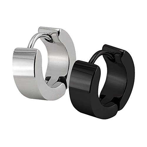 Soul-Cats 1 Paar Creolen Klapp1 Paar Creolen Ohrringe Edelstahl schwarz Herren Unisex Huggie Creole, Größe:Ø 10mm / 4mm breit;Farbe:schwarz & Silber Soul-Cats 1 Paar Creolen Klapp1 Paar Creolen Ohrringe Edelstahl schwarz Herren Unisex Huggie Creole, Größe:Ø 10mm / 4mm breit;Farbe:schwarz & Silber von Soul-Cats