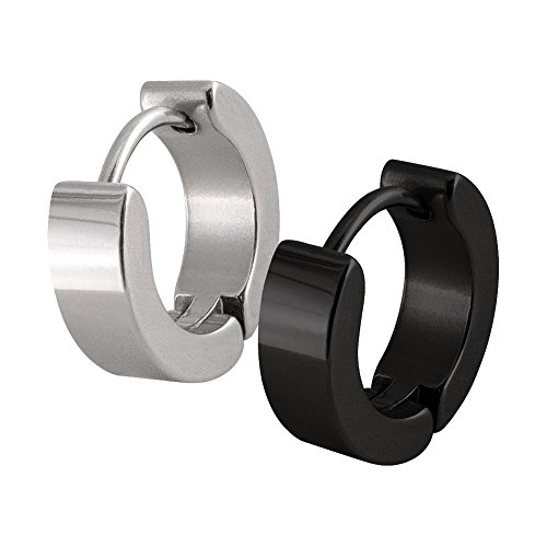 1 Paar Creolen Klapp1 Paar Creolen Ohrringe Edelstahl schwarz Herren Unisex Huggie Creole, Größe:Ø 14mm / 4mm breit;Farbe:schwarz & silber 1 Paar Creolen Klapp1 Paar Creolen Ohrringe Edelstahl schwarz Herren Unisex Huggie Creole, Größe:Ø 14mm / 4mm breit;Farbe:schwarz & silber von Soul-Cats