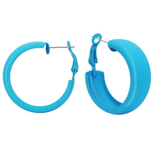 Soul-Cats 1 Paar Creolen Ohrstecker Ohrringe Metall Hoops 80er Style Retro, Farbe:hellblau von Soul-Cats