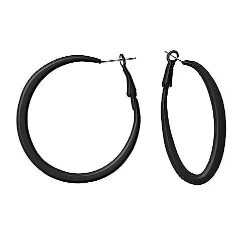 Soul-Cats 1 Paar schöne Creolen Ohrringe Ohrstecker Hoops Ø 50 mm 80er Style, Farbe: Schwarz von Soul-Cats