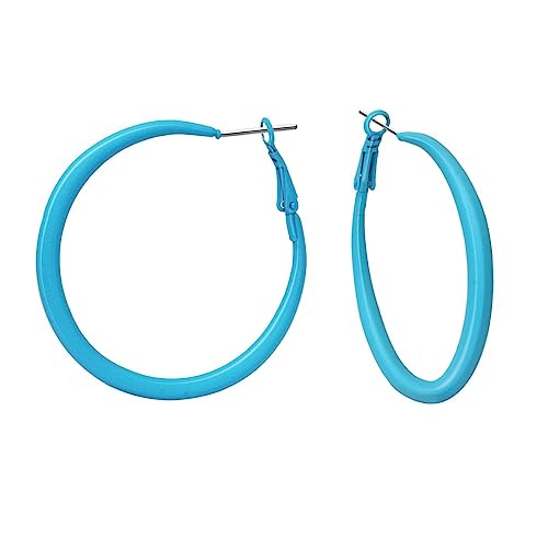 Soul-Cats 1 Paar schöne Creolen Ohrringe Ohrstecker Hoops Ø 50 mm 80er Style, Farbe: hellblau von Soul-Cats