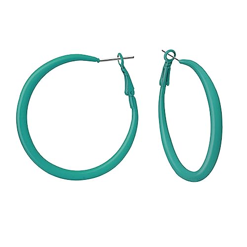 Soul-Cats 1 Paar schöne Creolen Ohrringe Ohrstecker Hoops Ø 50 mm 80er Style, Farbe: türkis von Soul-Cats