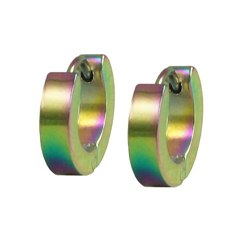 Soul-Cats Creolen Klappcreolen Ohrringe Edelstahl Unisex Huggie Creole, Größe: Ø 10mm / 3mm breit;Farbe: regenbogen von Soul-Cats