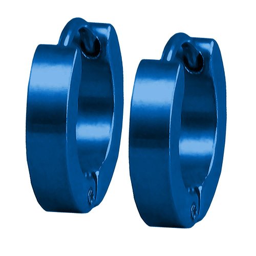 Soul-Cats Creolen Klappcreolen Ohrringe Edelstahl Unisex Huggie Creole, Größe: Ø 14mm / 3mm breit;Farbe: blau von Soul-Cats