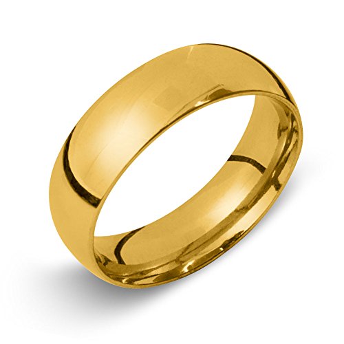 Soul-Cats Klassische Ring aus Edelstahl für Damen und Herren, Gold, hochglanzpoliert, Ø 16 mm, Breite: 6 mm von Soul-Cats