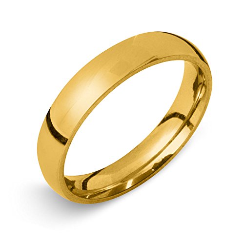 Soul-Cats Klassische Ring aus Edelstahl für Damen und Herren, Gold, hochglanzpoliert, Ø 22 mm, Breite: 4 mm von Soul-Cats