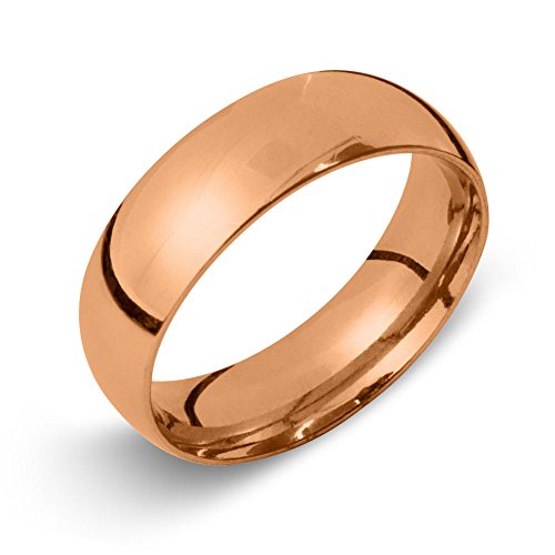 Soul-Cats Klassische Ring aus Edelstahl für Damen und Herren, rosé-Gold, hochglanzpoliert, Ø 18 mm, Breite: 6 mm von Soul-Cats