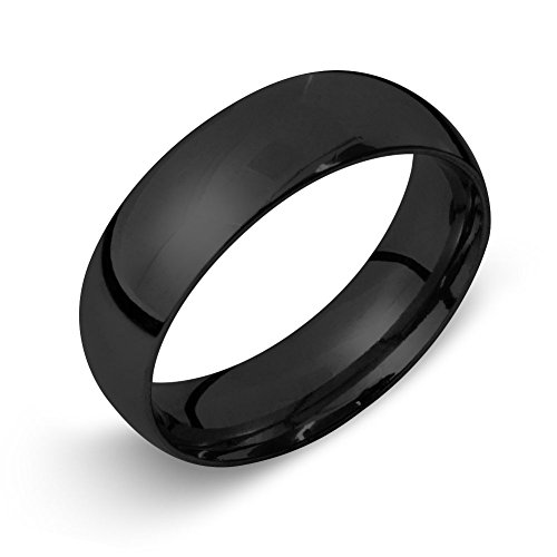 Soul-Cats Klassische Ring aus Edelstahl für Damen und Herren, schwarz, hochglanzpoliert, Ø 19 mm, Breite: 6 mm von Soul-Cats