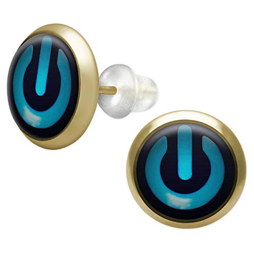 Soul-Cats 1 Paar Cabochon Ohrstecker Power Zeichen Einschalt Symbol von Soul-Cats