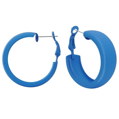 Soul-Cats 1 Paar Creolen Ohrstecker Ohrringe Metall Hoops 80er Style Retro, Farbe: blau von Soul-Cats