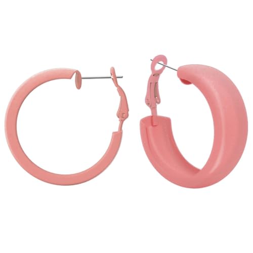 Soul-Cats 1 Paar Creolen Ohrstecker Ohrringe Metall Hoops 80er Style Retro, Farbe: peach von Soul-Cats