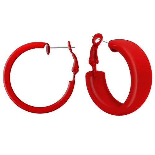 Soul-Cats 1 Paar Creolen Ohrstecker Ohrringe Metall Hoops 80er Style Retro, Farbe:rot von Soul-Cats
