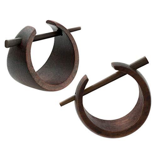 Soul-Cats 1 Paar Holz Creolen dunkel gemasert mit Stab als Verschluß für Damen von Soul-Cats