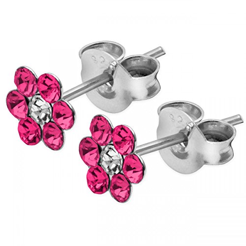 Soul-Cats 1 Paar Ohrstecker Blüte aus 925 Sterling Silber mit Strass, Farbe: rose von Soul-Cats