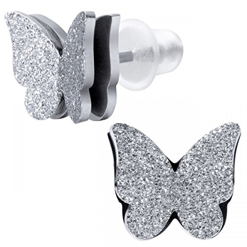 Soul-Cats 1 Paar Ohrstecker mit Schmetterling Motiv in geprägtem Edelstahl von Soul-Cats