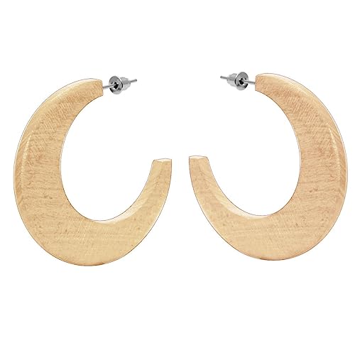 Soul-Cats 1 Paar Statement Holz Creolen braun große Ohrringe Natur Ethno Boho Style Hoops, Farbe: natur von Soul-Cats