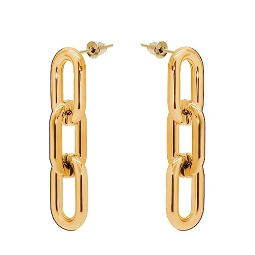 Soul-Cats 1 Paar Statement Ohrstecker Kette gold oder silber große Kettenglieder Chunky, Farbe: gold von Soul-Cats