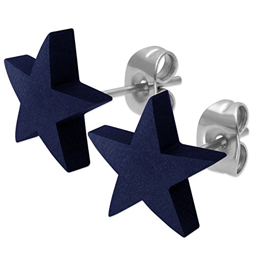 Soul-Cats 1 Paar Stern Ohrstecker aus Holz in der Farbe dunkelblau von Soul-Cats