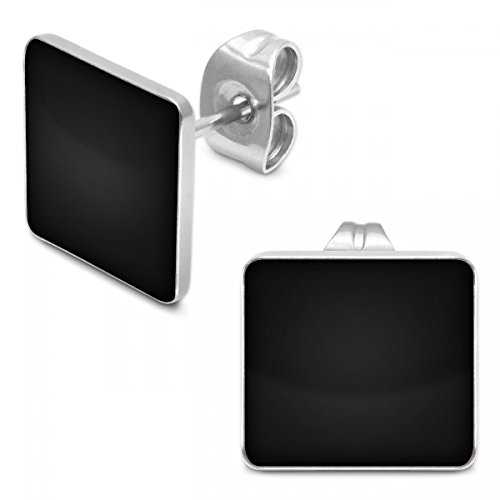 Soul-Cats 1 Paar eckige Ohrstecker aus Edelstahl in schwarz, glänzend von Soul-Cats