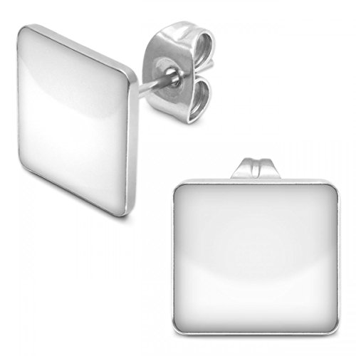 Soul-Cats 1 Paar eckige Ohrstecker aus Edelstahl in weiß, glänzend von Soul-Cats
