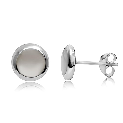 Soul-Cats 925 Silber Ohrstecker Damen – Rund mit echtem Perlmutt – Zeitlos Elegant – Feine Damen Ohrringe – In Geschenkbox – Ideales Geschenk für Frau, Freundin, Mutter von Soul-Cats