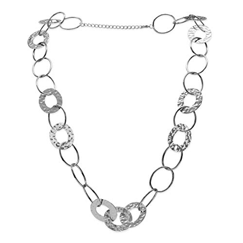 Soul-Cats 1 glänzende Metall Kette aus großen Ringen und geprägten Plättchen silberfarben von Soul-Cats