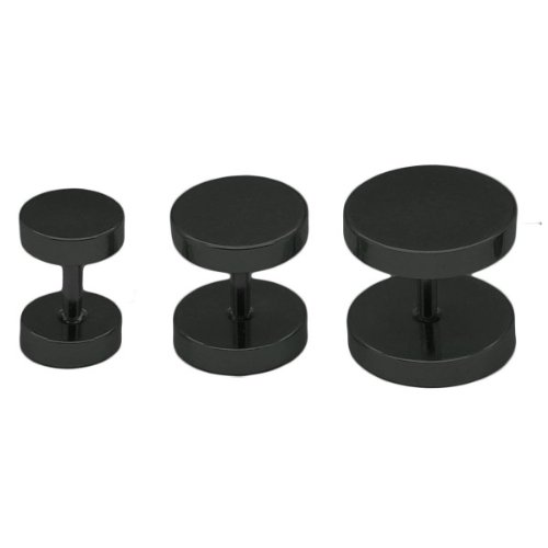 Soul-Cats 2 Fakeplugs Fake Plug Tunnel Piercing Ohrstecker Ohrring Herren schwarz Silber, Größe: 6 mm;Farbe: Schwarz von Soul-Cats