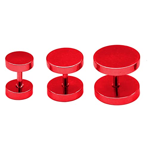 Soul-Cats 2 Fakeplugs Fake Plug Tunnel Piercing Ohrstecker Ohrring Herren schwarz Silber, Größe: 8 mm;Farbe: rot von Soul-Cats