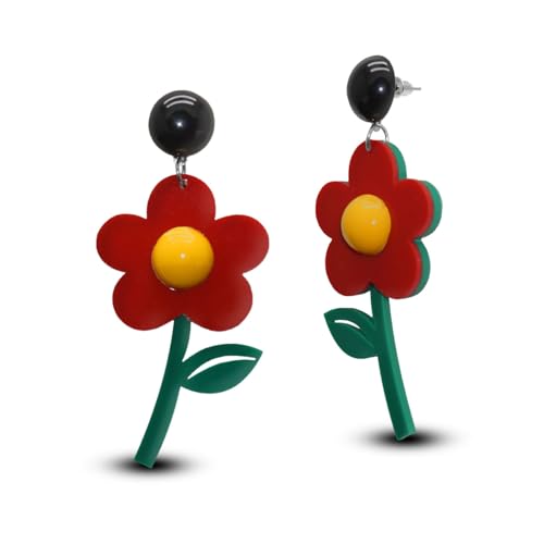 Soul-Cats Bunte Blumen-Ohrringe aus Kunststoff – XXL Statement Schmuck für Damen Party Ohrringe groß von Soul-Cats