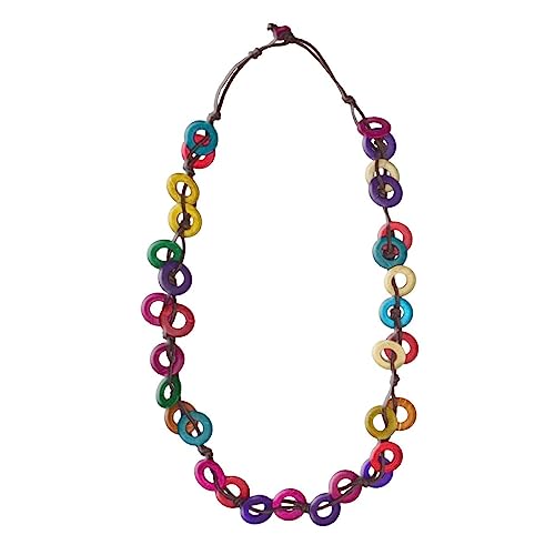 Soul-Cats Bunte Boho Holz Kokosnuss Halskette Strandschmuck Urlaub Perlenkette Statement von Soul-Cats