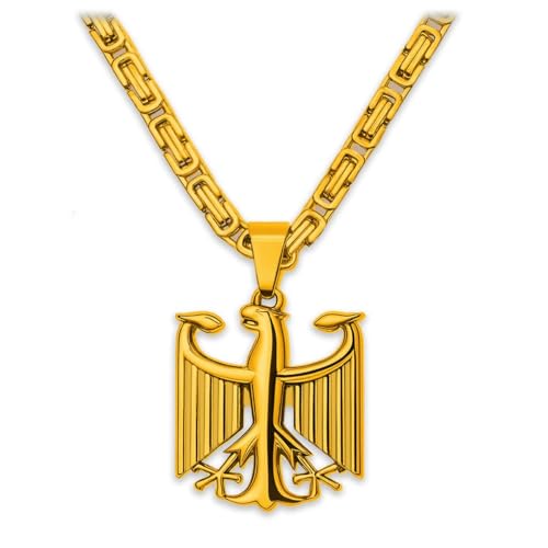 Soul-Cats Byzantinerkette mit Bundesadler Anhänger aus 316L Edelstahl, handpoliert, goldfarben, Kettenlänge 70 cm, Halskette für Herren in Geschenkverpackung Soul-Cats Byzantinerkette mit Bundesadler Anhänger aus 316L Edelstahl, handpoliert, goldfarben, Kettenlänge 70 cm, Halskette für Herren in Geschenkverpackung von Soul-Cats